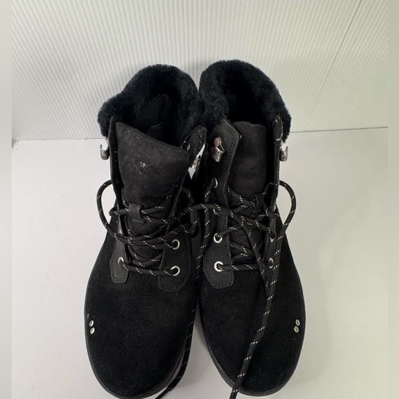Black Suede Lace-Up Boots Sz 8 W - Picture 1 of 9